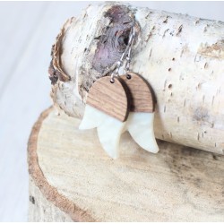 Kolczyki drewniane z żywicą TULIPAN perła