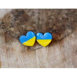 Dla UKRAINY! Kolczyki serca z flagą Ukrainy